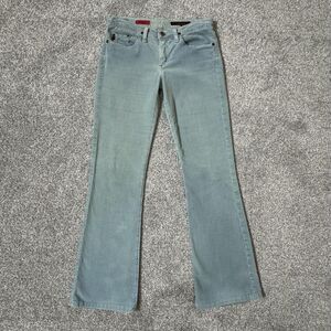 AG Adriano Goldschmied Jeans Womens 27 Blue Corduroy Flare USA Y2K Low Rise